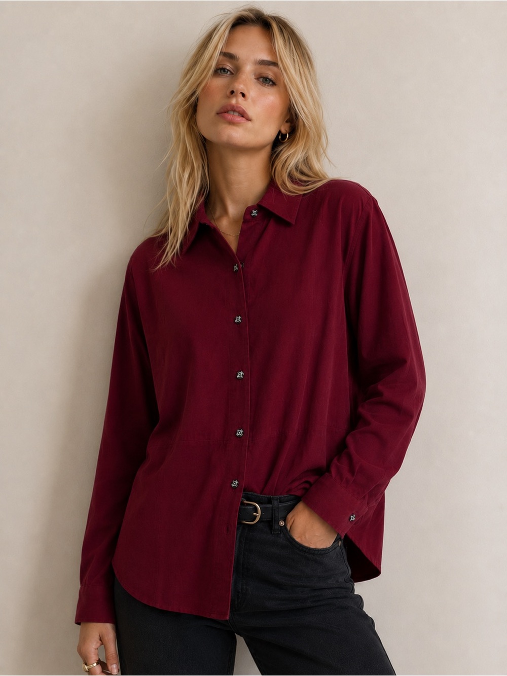 VTG Talbots Vegan Suede Shirt Button Down Size S Red 90s Minimalist Office Comfy
